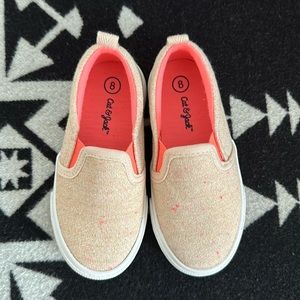 Cat & Jack Slip On Shoes | Cream and Neon Pink/Orange | Toddler Size 8